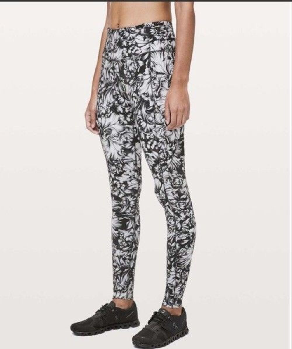 Lululemon 4 Fast Free Full Length Tight *Nulux 28" Night Garden Ice Grey Black